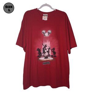 VINTAGE Walt Disney World Baseball Spotlight Shirt (L, Red, Mickey, Goofy, Tags)